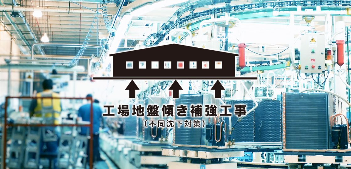 工場地盤傾き補強工事