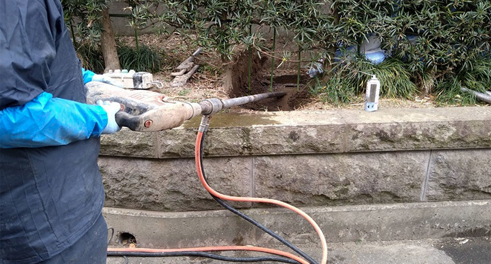 沈下修正薬液注入工法（茨城県）