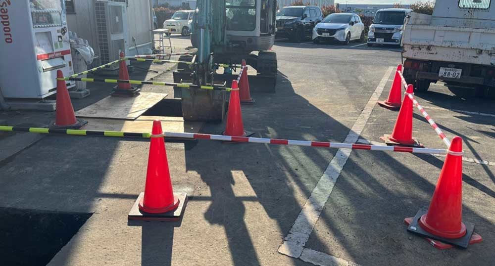 埼玉県地盤沈下修正と嵩上げ工事現場