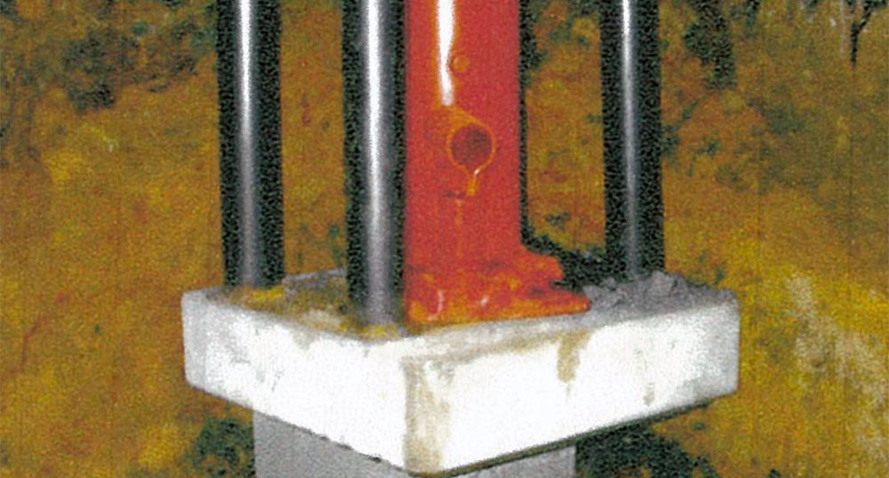 沈下修正アンダーピニング工法で使用されたブロック杭