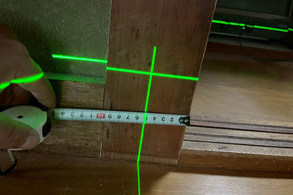沈下修正工事後のレベル測定