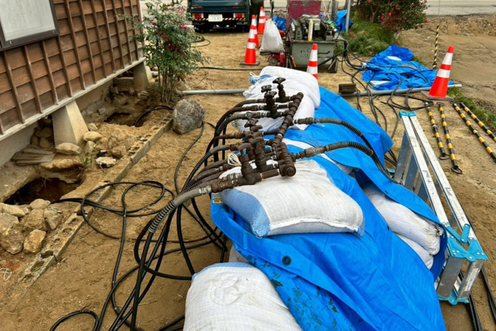 沈下修正工事（石川県羽咋市）