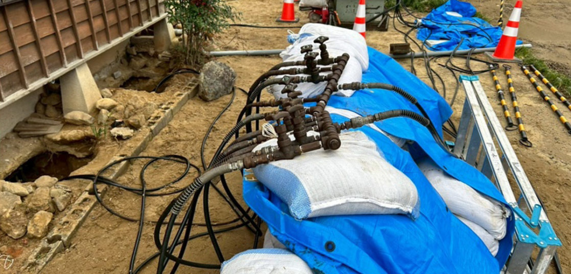 沈下修正工事（石川県羽咋市）