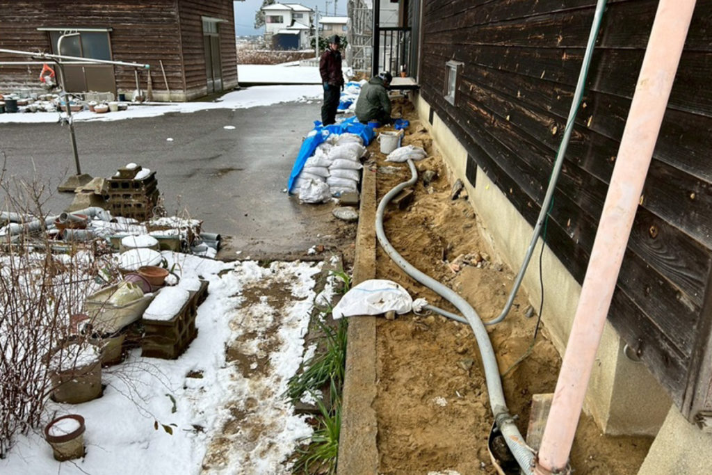 沈下修正工事（石川県羽咋市）